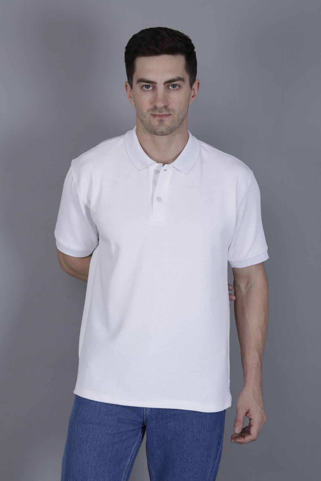 Men’s white polo T-shirt